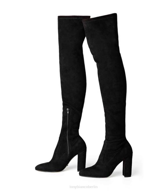 Stiefel mit Absatz| de Tony Bianco Frauen Bloom lange Stiefel schwarzes Stretch-Wildleder 4624573